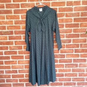 Laura Ashley vintage green pleated midi dress